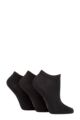 Ladies 3 Pair SOCKSHOP TORE 100% Recycled Plain Cotton Trainer Socks - Black