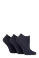 Ladies 3 Pair SOCKSHOP TORE 100% Recycled Plain Cotton Trainer Socks - Navy