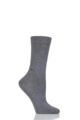 Ladies 1 Pair Pantherella Poppy Plain Cotton Lisle Socks - Mid Grey