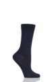 Ladies 1 Pair Pantherella Poppy Plain Cotton Lisle Socks - Navy