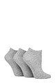 Women's 3 Pair SOCKSHOP TORE 100% Recycled Plain Cotton Sports Trainer Socks - Grey