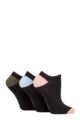 Ladies 3 Pair SOCKSHOP TORE 100% Recycled Heel and Toe Cotton Trainer Socks - Black