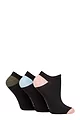 Women's 3 Pair SOCKSHOP TORE 100% Recycled Heel and Toe Cotton Trainer Socks - Black