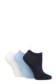 Ladies 3 Pair SOCKSHOP TORE 100% Recycled Plain Cotton Trainer Socks - Blues