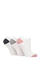Women's 3 Pair SOCKSHOP TORE 100% Recycled Heel and Toe Cotton Trainer Socks - White Navy / Grey / Pink