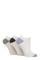 Women's 3 Pair SOCKSHOP TORE 100% Recycled Heel and Toe Cotton Trainer Socks - White Lilac / Navy / Grey