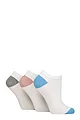 Women's 3 Pair SOCKSHOP TORE 100% Recycled Heel and Toe Cotton Trainer Socks - White Blue / Rose / Grey