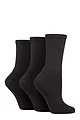 Women's 3 Pair SOCKSHOP TORE 100% Recycled Plain Cotton Sports Socks - Black