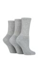 Ladies 3 Pair SOCKSHOP TORE 100% Recycled Plain Cotton Sports Socks - Grey