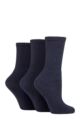 Ladies 3 Pair SOCKSHOP TORE 100% Recycled Plain Cotton Sports Socks - Navy