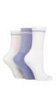 Ladies 3 Pair SOCKSHOP TORE 100% Recycled Fashion Cotton Sports Socks - White / Lilac