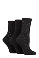 Women's 3 Pair SOCKSHOP TORE 100% Recycled Pin Dot Cotton Socks - Black