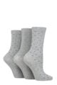 Ladies 3 Pair SOCKSHOP TORE 100% Recycled Pin Dot Cotton Socks - Grey