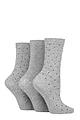 Women's 3 Pair SOCKSHOP TORE 100% Recycled Pin Dot Cotton Socks - Grey