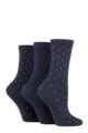 Ladies 3 Pair SOCKSHOP TORE 100% Recycled Pin Dot Cotton Socks - Navy