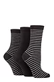 Women's 3 Pair SOCKSHOP TORE 100% Recycled Fine Stripe Cotton Socks - Black