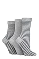 Women's 3 Pair SOCKSHOP TORE 100% Recycled Fine Stripe Cotton Socks - Grey