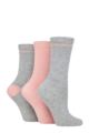 Ladies 3 Pair SOCKSHOP TORE 100% Recycled Placement Stripe Cotton Socks - Grey