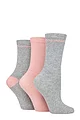 Women's 3 Pair SOCKSHOP TORE 100% Recycled Placement Stripe Cotton Socks - Grey