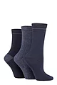 Women's 3 Pair SOCKSHOP TORE 100% Recycled Placement Stripe Cotton Socks - Navy