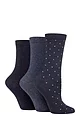 Women's 3 Pair SOCKSHOP TORE 100% Recycled Dots Cotton Socks - Navy