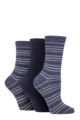 Ladies 3 Pair SOCKSHOP TORE 100% Recycled Multi Stripe Cotton Socks - Assorted