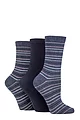 Women's 3 Pair SOCKSHOP TORE 100% Recycled Multi Stripe Cotton Socks - Assorted