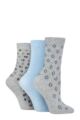 Ladies 3 Pair SOCKSHOP TORE 100% Recycled Diamonds Cotton Socks - Grey