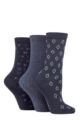 Ladies 3 Pair SOCKSHOP TORE 100% Recycled Diamonds Cotton Socks - Navy