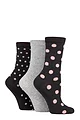 Women's 3 Pair SOCKSHOP TORE 100% Recycled Spots Cotton Socks - Black