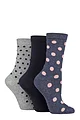 Women's 3 Pair SOCKSHOP TORE 100% Recycled Spots Cotton Socks - Assorted