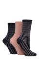 Women's 3 Pair SOCKSHOP TORE 100% Recycled Multi Stripe Patterned Cotton  Socks - Multi Stripe Navy / Pink