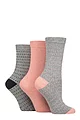 Women's 3 Pair SOCKSHOP TORE 100% Recycled Cotton Dash Patterned Socks - Small Dash Light Grey