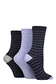 Women's 3 Pair SOCKSHOP TORE 100% Recycled Cotton Dash Patterned Socks - Small Dash Navy