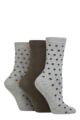 Ladies 3 Pair SOCKSHOP TORE 100% Recycled Cotton Polka Dot Patterned Socks - Spots Light Grey