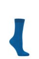 Ladies 1 Pair Pantherella 85% Cashmere Rib Socks - Petrol Blue