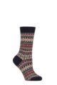Women's 1 Pair Pantherella Violet Fairisle Cashmere Socks - Navy
