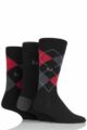 Mens 3 Pair Pringle 12-14 Big Foot Socks for Larger Feet - Argyle Black