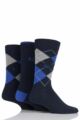 Mens 3 Pair Pringle 12-14 Big Foot Socks for Larger Feet - Argyle Navy