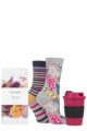 Ladies 2 Pair Thought Zebina Bamboo and Organic Cotton Gift Boxed Socks with Bamboo Cup - Assorted
