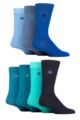 Mens 7 Pair Jeff Banks Plain Cotton Socks - Blues / Green