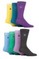 Mens 7 Pair Jeff Banks Plain Cotton Socks - Purple / Teal / Yellow