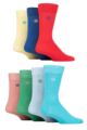 Mens 7 Pair Jeff Banks Plain Recycled Cotton Socks - Red / Cobalt / Yellow