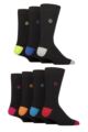 Mens 7 Pair Jeff Banks Plain Recycled Cotton Socks - Heel / Toe Black