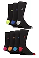 Mens 7 Pair Jeff Banks Plain Recycled Cotton Socks - Heel / Toe Black