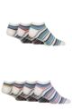 Mens 7 Pair Jeff Banks Striped Recycled Cotton Trainer Socks with Arch Supports - Stripe Multi White