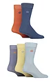 Mens 5 Pair Jeff Banks Plain Recycled Cotton Socks - Denim / Orange / Light Blue