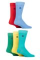 Mens 5 Pair Jeff Banks Plain Cotton Socks - Blue / Red / Turquoise / Yellow / Green Plain