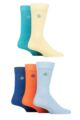 Mens 5 Pair Jeff Banks Plain Recycled Cotton Socks - Yellow / Blue / Light Blue