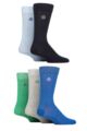 Mens 5 Pair Jeff Banks Plain Recycled Cotton Socks - Navy / Light Blue / Cobalt